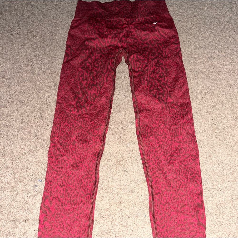 Maroon cheetah print gym shark leggings